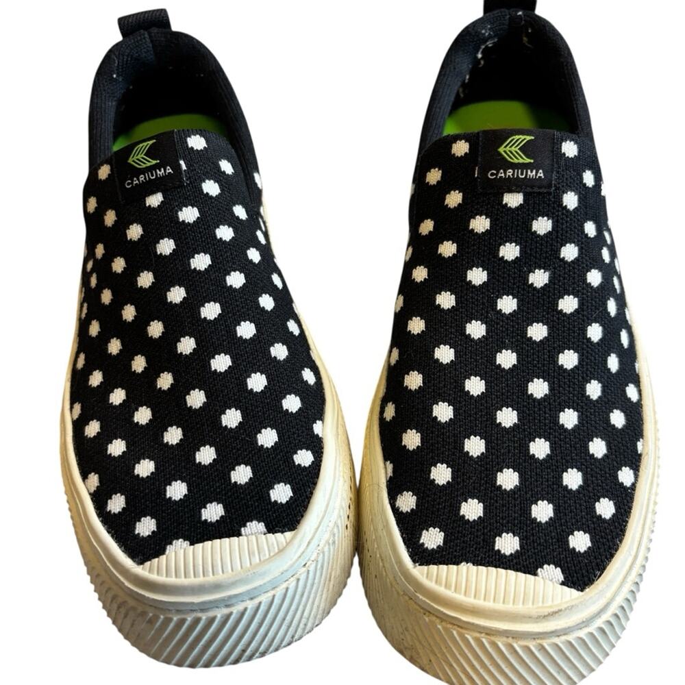 Cariuma Slip On Polka Dot‎ Canvas Sneakers Size 7.5 Sustainable Vegan Shoes